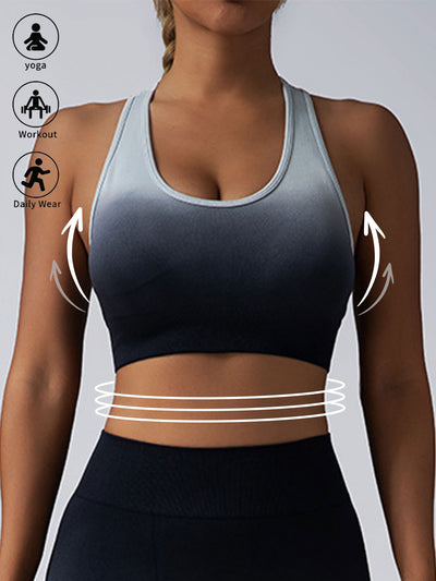 High Impact Sports Bra for Women – Racerback Running Bra & Workout Crop Tank Top – Longline Push-Up Sports Bra