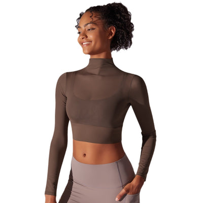 Mesh Yoga Clothes Long Sleeve Quick-drying Workout Clothes Top For Women